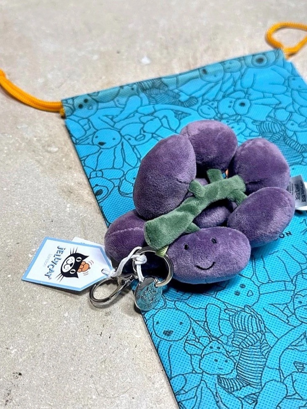 Jellycat Fabulous Grapes Bag Charm Keychain NWT and Dust Bag